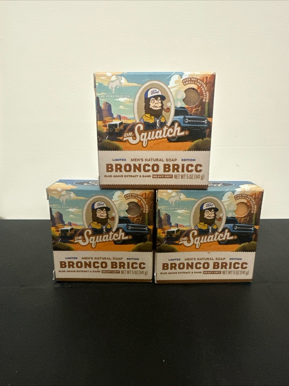 Lot of 3 Dr. Squatch Bronco Bricc Men's Natural Soap - Brown & Tan